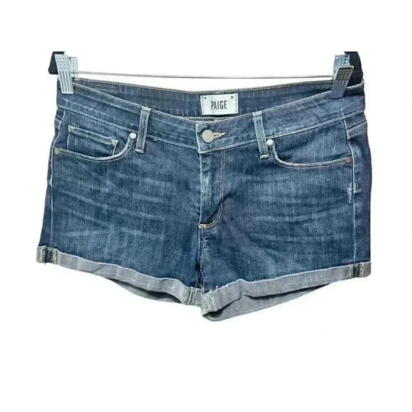 Paige Shorts Womens 28 Blue Medium Jenner Wash Jimmy Jimmy Denim Zip Fly - Picture 1 of 7